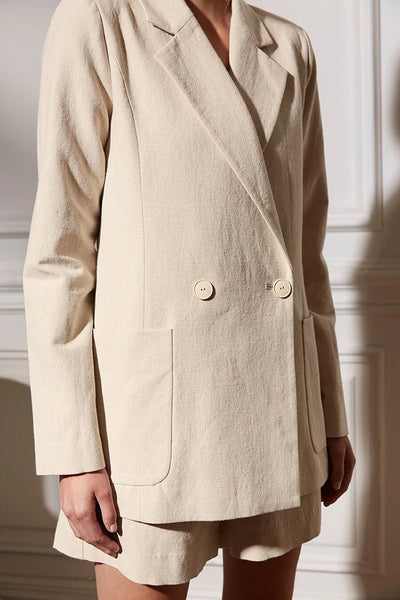 Khaki Oversized Blazer Shorts Co-ord