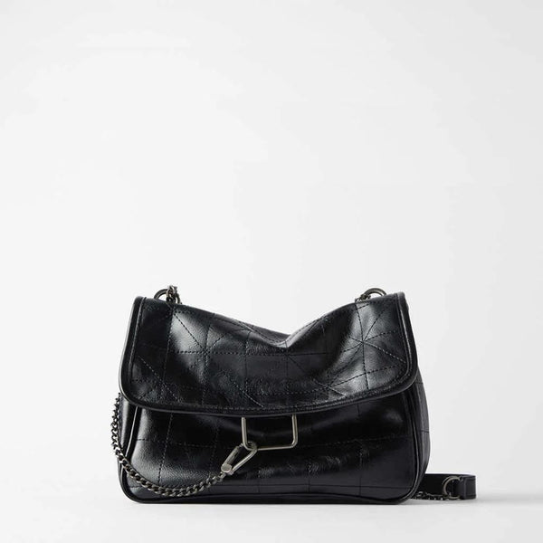 Industrial Black Leather Bag