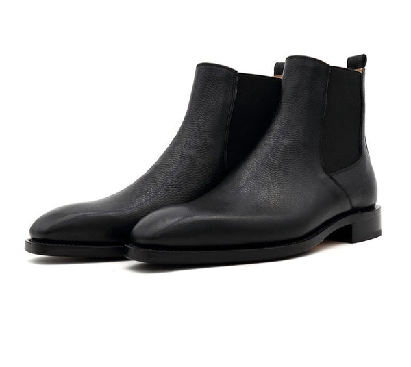 Black Pebble Grain Chelsea Boot