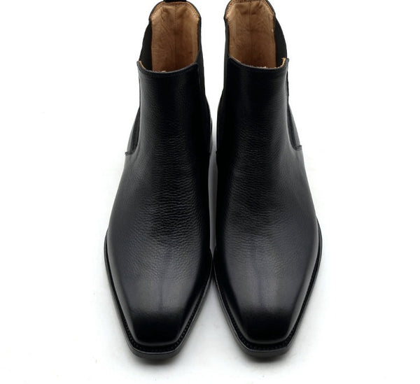 Black Pebble Grain Chelsea Boot