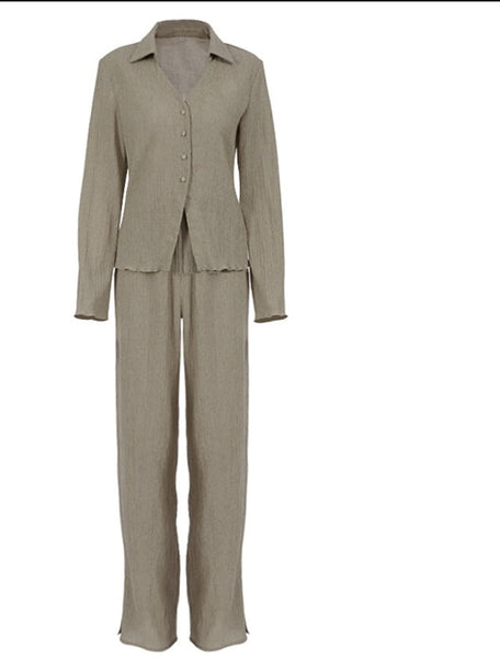 High Waist Pleated Suit