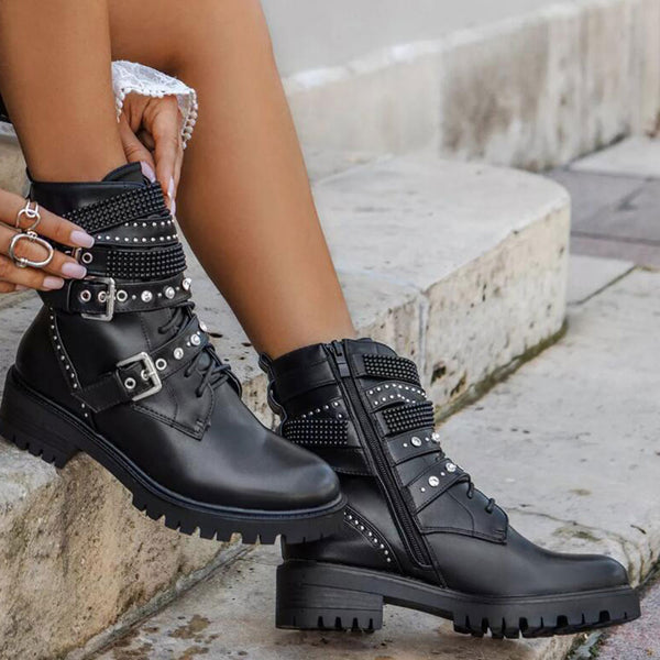 Biker Stud Buckle Boot