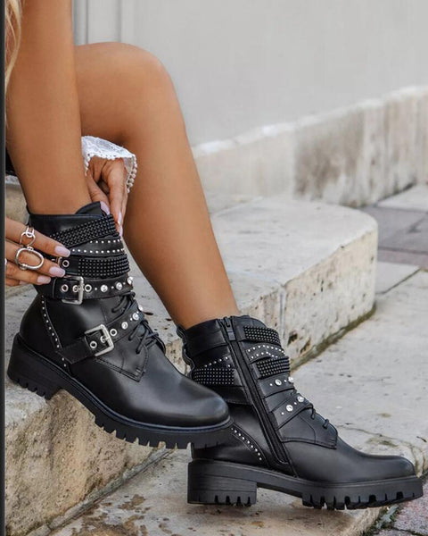 Biker Stud Buckle Boot