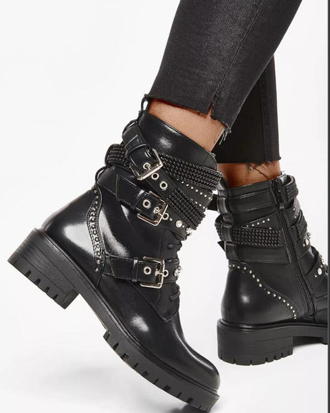 Biker Stud Buckle Boot