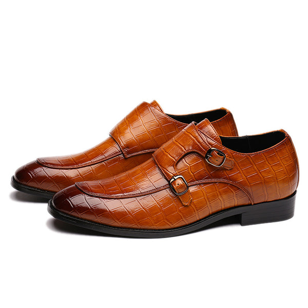 Alligator Pattern Leather Monk Shoe
