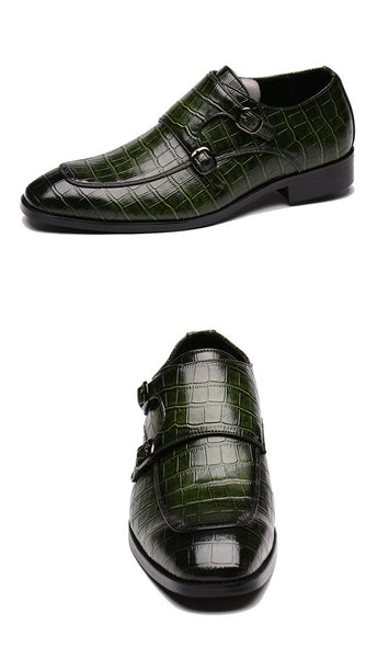 Alligator Pattern Leather Monk Shoe