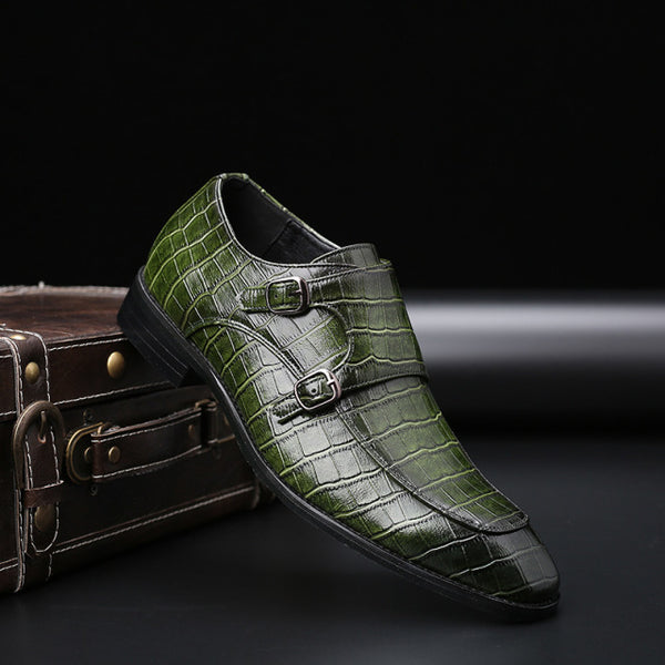 Alligator Pattern Leather Monk Shoe