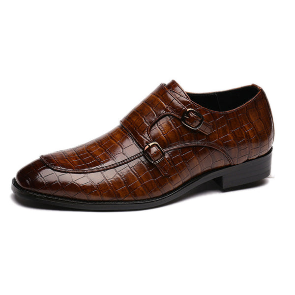 Alligator Pattern Leather Monk Shoe