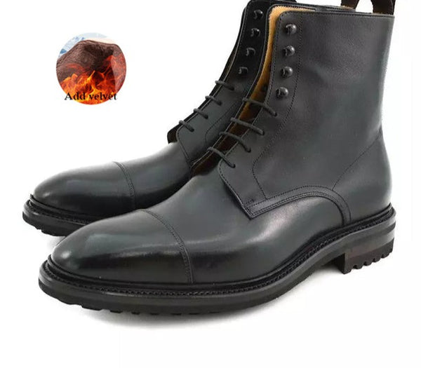 Gray Lace- Up Men Boot