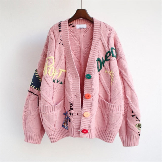 Embroidery Knitted Cardigan