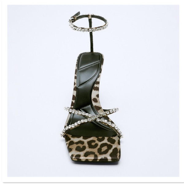 Leopard Rhinestone Sandal