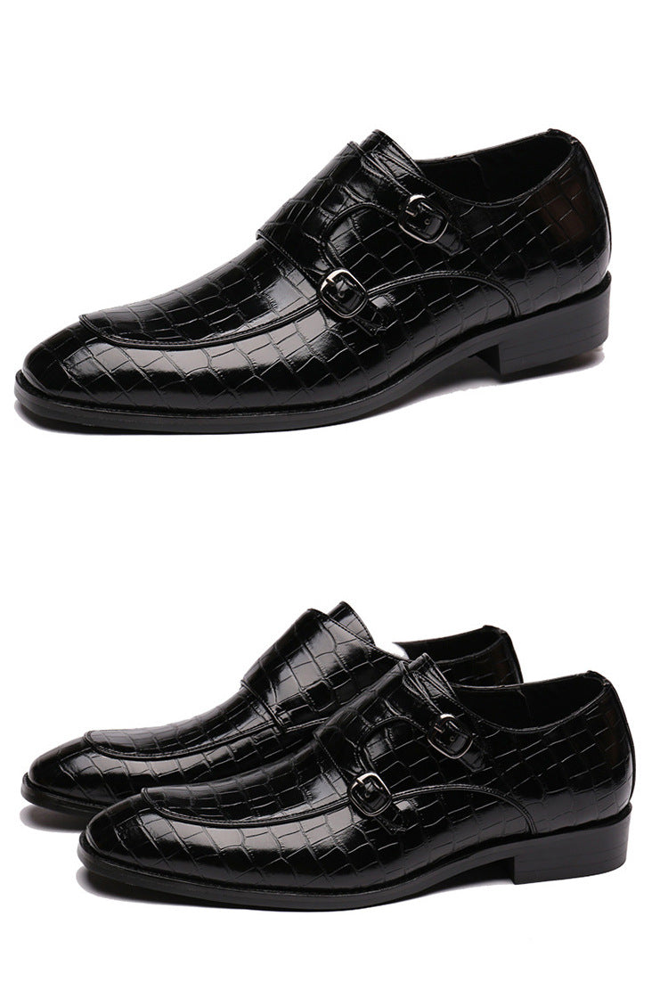 Alligator Pattern Leather Monk Shoe