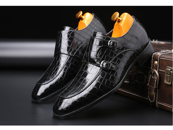 Alligator Pattern Leather Monk Shoe