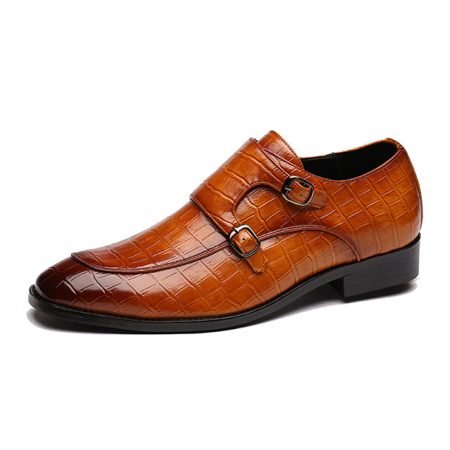 Alligator Pattern Leather Monk Shoe